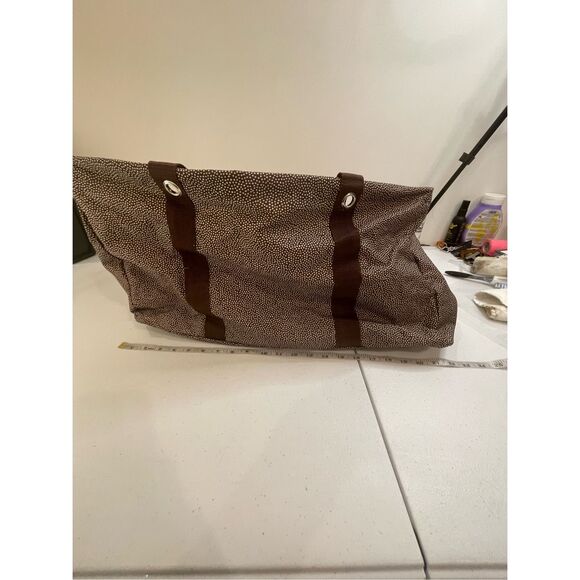 Thirty One brown white polka dot large utility tote - Picture 2 of 5
